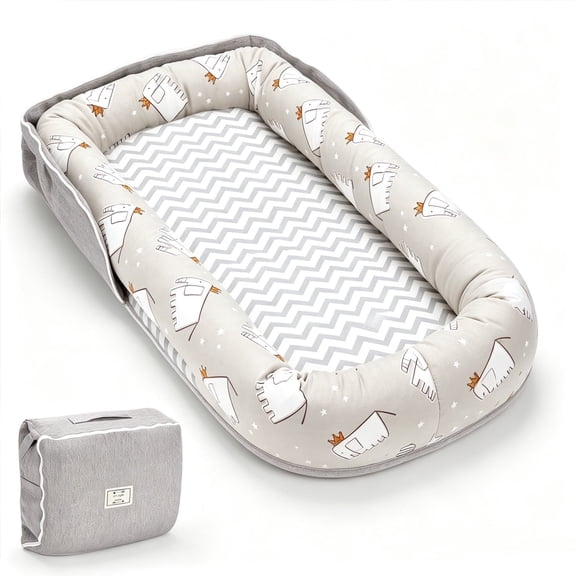 Loevin Baby Lounger for Newborn, Portable Breathable Infant Lounger for 0-12 Months Toddler (Elephant Grey)