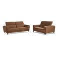 thumbnail image 2 of 3-piece Contemporary Sofa Loveseat and Chair Living Room Set with Adjustable Headrest, Brown, 2 of 7