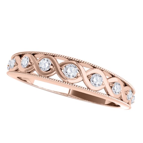 Aonejewelry 14K Rose Gold 0.15 Ct. Diamond Women's Wedding Band