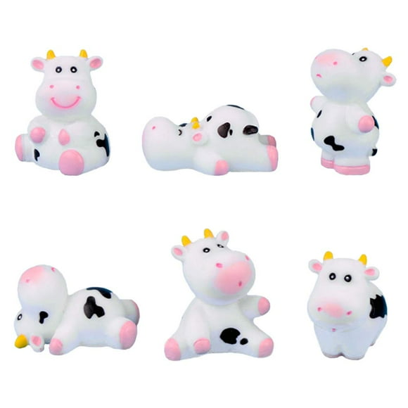 MAOMIA 6 Pcs Cow Figures for Kids Cute Animal Toys Set Cake Toppers Cow Fairy Garden Miniature Figurines Collection Playset Moss Landscape DIY Terrarium Crafts Ornament