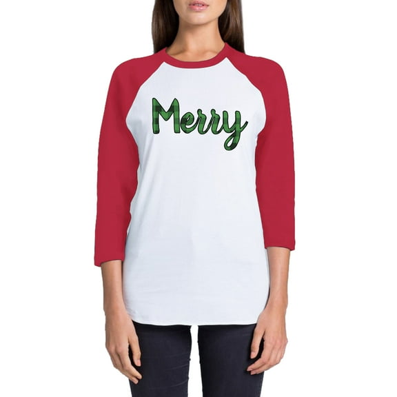 Awkward Styles Xmas T-Shirt Christmas Mery Plaid Raglan Shirt Unisex