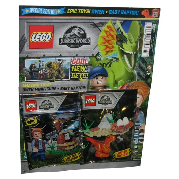 Jurassic Park World LEGO Rescue Mission Magazine Book Issue 2 w/ Owen & Lookout Tower + Raptor Nest Toy MiniFigure Pack Set