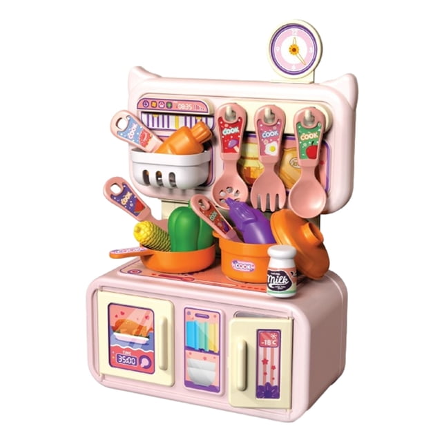 Pink Childrens Cooking Center Toy With Mini Stove, Pot And Pan, Pretend Culinary Activity Set For Role Play