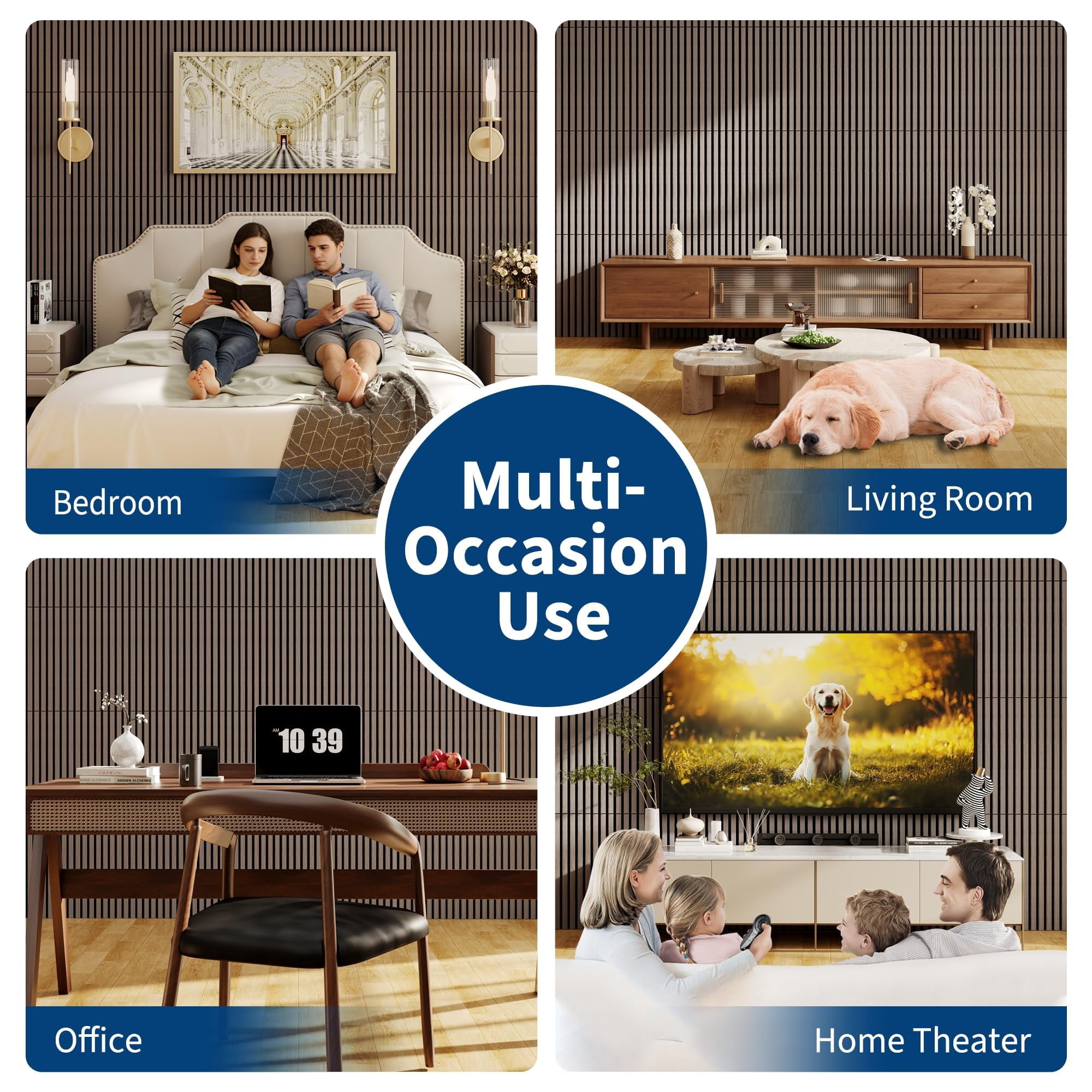 Accreate 3D Wooden Acoustic Wall Panels – Noise Reduction Soundproof Decorative Slat Tiles – Great for Home Theater, Office, Studio, Bedroom, Living Room