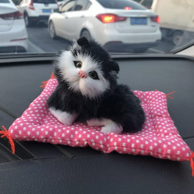 Simulation Jouet Poupée en Peluche Chaton Mignon avec Tapis de Couchage Déco Maison