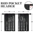 thumbnail image 4 of Black Kitchen Curtains 36 Inch Length Knife and Forks Window Curtains Over Sink Set of 2, Funny Chalkboard Doodle Short Tier Curtain for Kitchen, Cartoon Small Kitchen Decor 26x36 Inch, 4 of 5