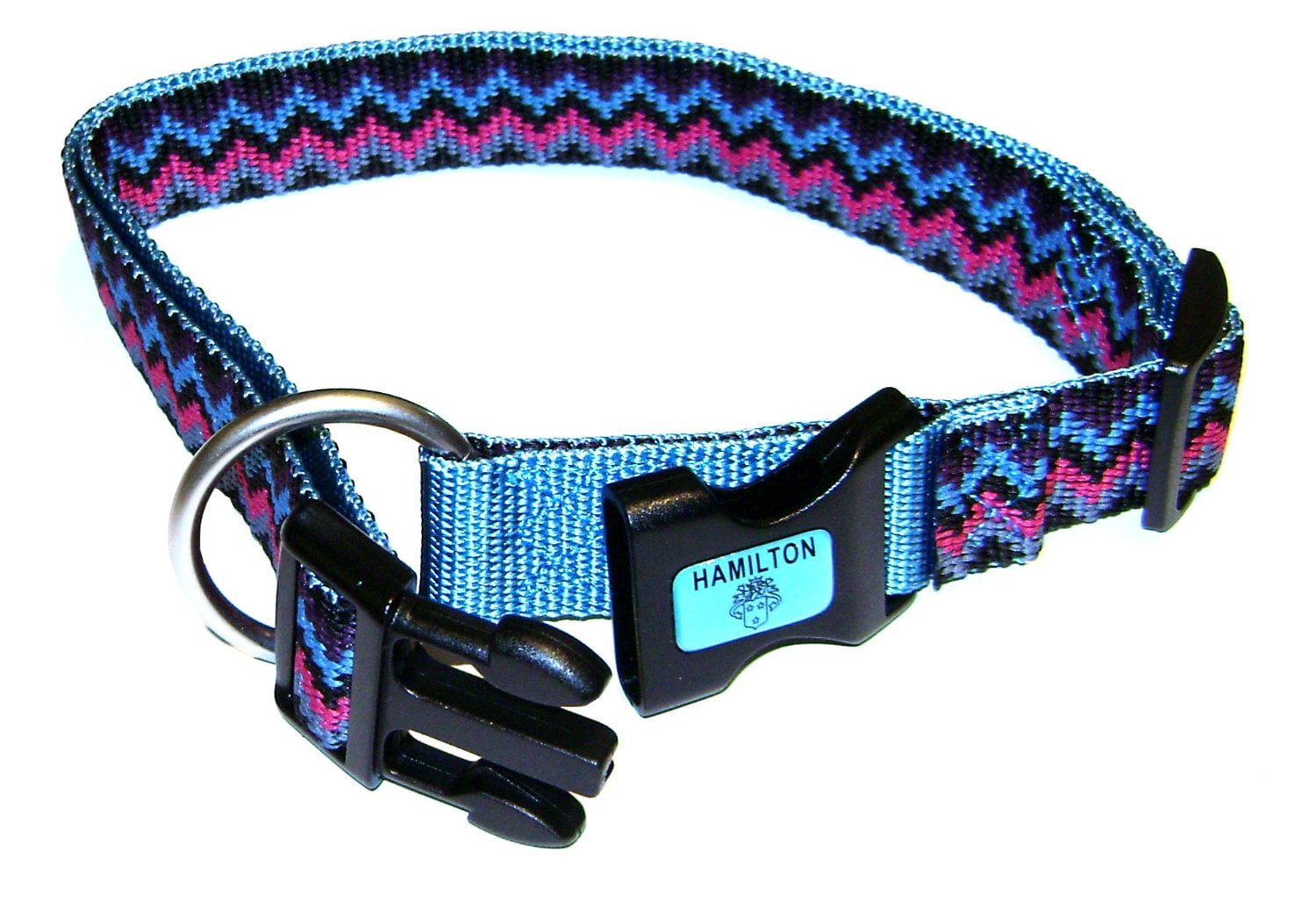 Hamilton Adjustable Dog Nylon Collar Durable Large Ocean Blue Weave 1