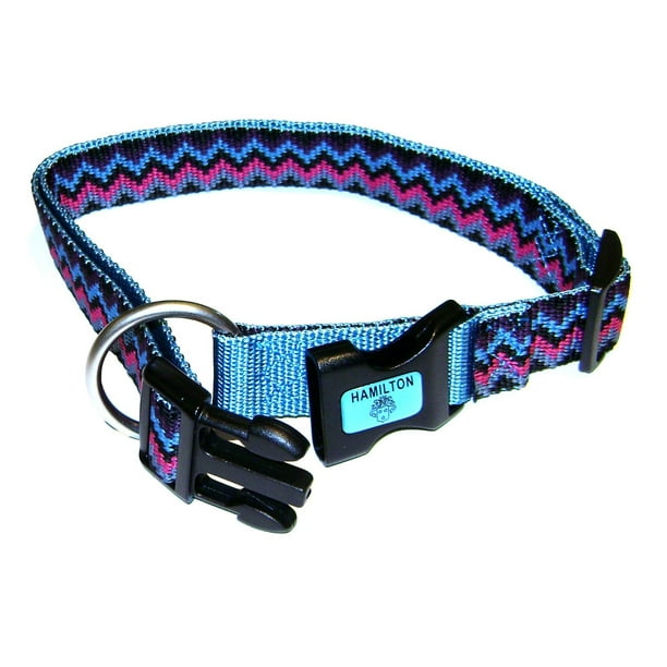 Hamilton Adjustable Dog Nylon Collar Durable Large Ocean Blue Weave 1 inch 1826