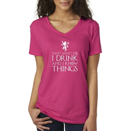 New Way 779 - Women's V-Neck T-Shirt That's What I Do Drink And Know Things Large