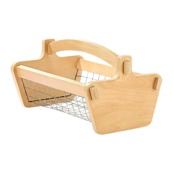 Byujiro Garden Harvest Basket with Handle, Wooden & Wire Mesh Fruit Picking Caddy, Multi-Purpose Storage Bin for Vegetables, Herbs & Gardening Tools