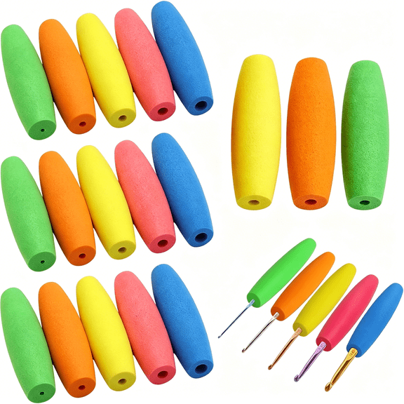 TUWAFE 18Pcs Crochet Hook Grips Set, Crochet Hook Grip with 5 Color Options, for Knitting and Handmade Crafts Projects