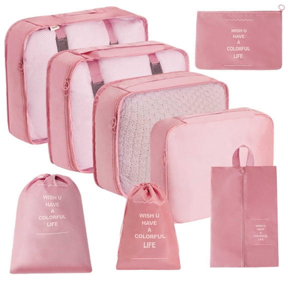 Packing Cubes For Travel 8Pcs Travel Cubes Set Foldable Suitcase Organizer Lightweight Luggage Storage Bag