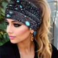 thumbnail image 5 of CUIYUAN Headband for Women Non Slip Printed African Wide Hair Wrap Extra Turban Head Bands for Lady Large Sport Workout Stretch Big Hair Bands Wide Headbands for Women Blue, 5 of 5