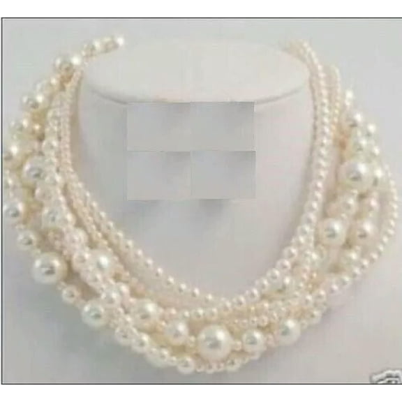 K-KED Longer 100" Natural 5-10mm South Sea Genuine White Pearl Necklace 14k Gold P
