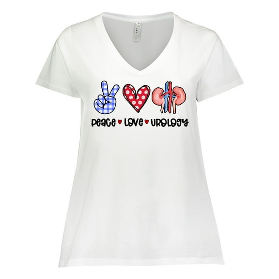 Inktastic Peace, Love, Urology, Healthcare Craft Women's Plus Size V-Neck T-Shirt