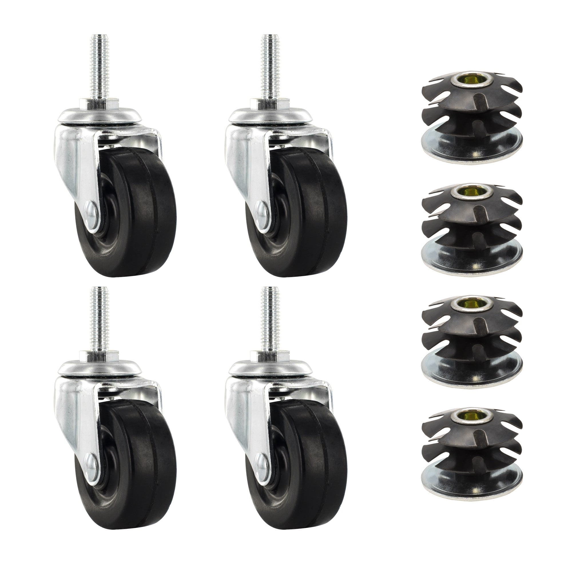 11/2" Round Metal Double Star Caster Insert 5/1618 Threaded Stem