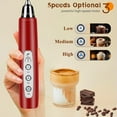 thumbnail image 5 of Milk Frother Handheld Rechargeable with Stand, Frother Wand Drink Mixer Electric Whisk for Coffee, Detachable With 3 Stainless Whisks, Hand Mixer for Lattes, Cappuccino, Matcha, Egg, Red, 5 of 13