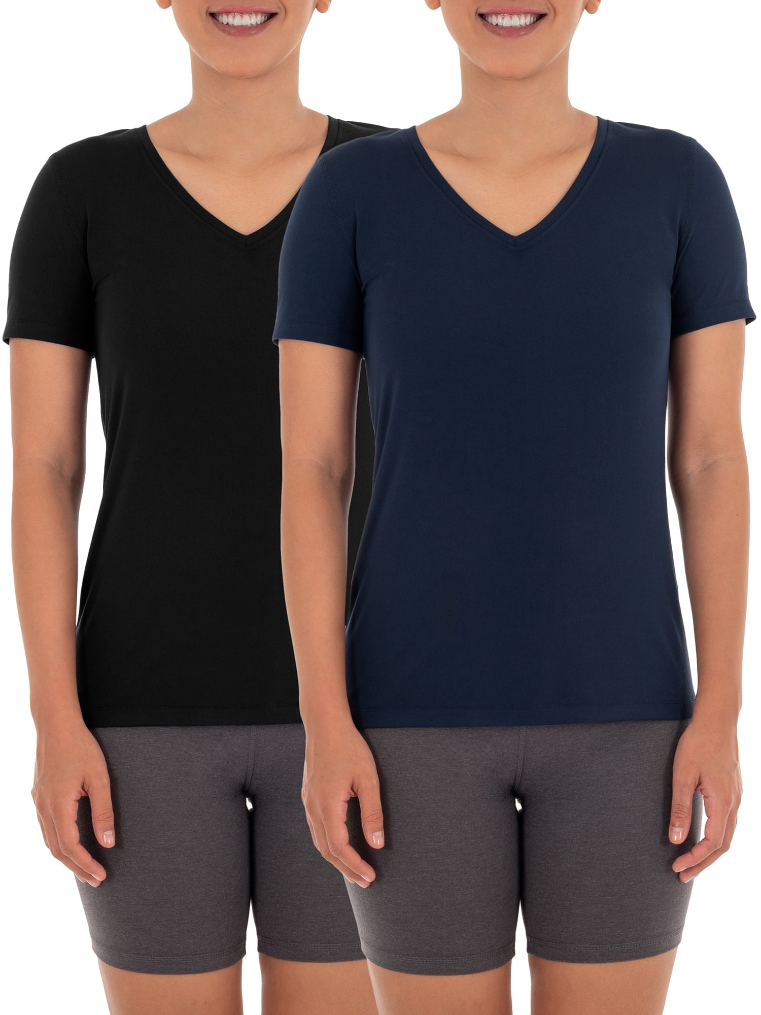 BLUE L NEW Kirkland Women's Semi-fitted V-neck Active Tee XL M 