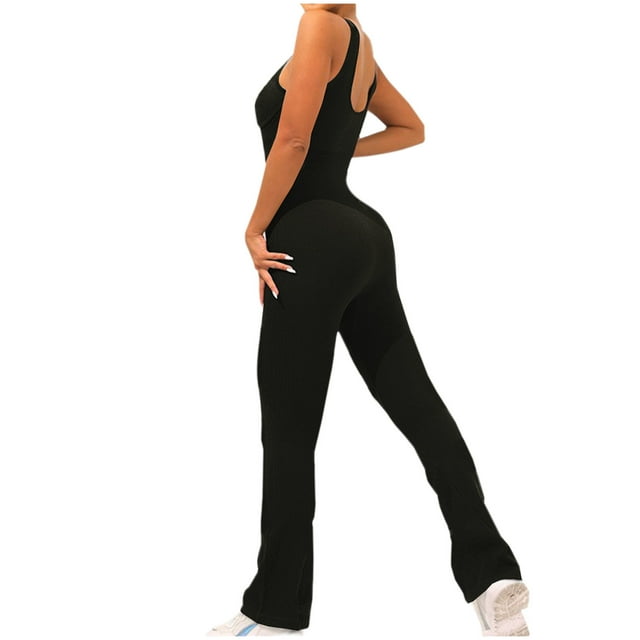 Prix Réduit, Combinaison de Yoga pour Femmes, Sans Manches, Confortable, Matériau Extensible, Coupe Décontractée, Polyvalente, Entraînement, Gym à Domicile, à la Mode, Séchage Rapide Parfait pour Tous Types de Corps/nylon, Noir
