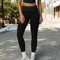 thumbnail image 5 of High Waist Full Length Leggings with Ribbed Waistband - X Large, Black, 5 of 6