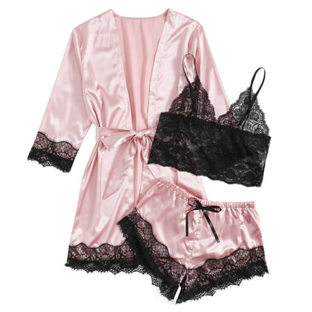 

Zuwimk Lingerie For Women Naughty Women Lingerie with Garter Lace Bustier Set with Underwire Negligee Dress (No Stockings) M