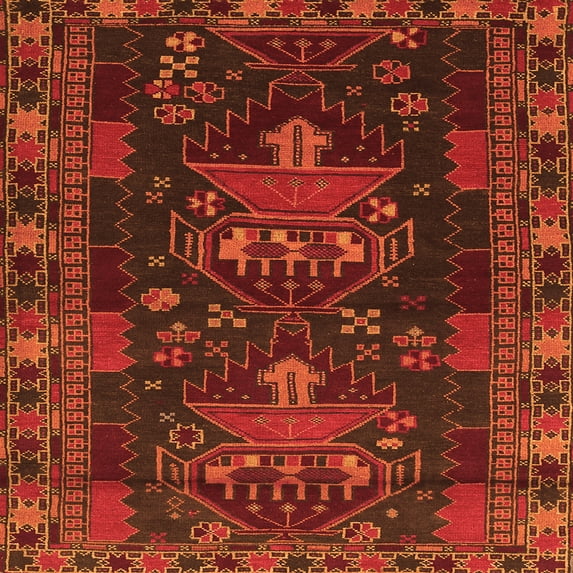 Ahgly Company Indoor Square Persian Orange Traditional Area Rugs, 4' Square