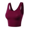 thumbnail image 2 of A2Y Women's Fitted Rayon Scoop Neck Sleeveless Crop Tank Top Magenta L, 2 of 3