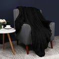 thumbnail image 2 of PiccoCasa Faux Fur Plush Blanket Throw Blanket for Couch, Black Twin(60"x80"), 2 of 7