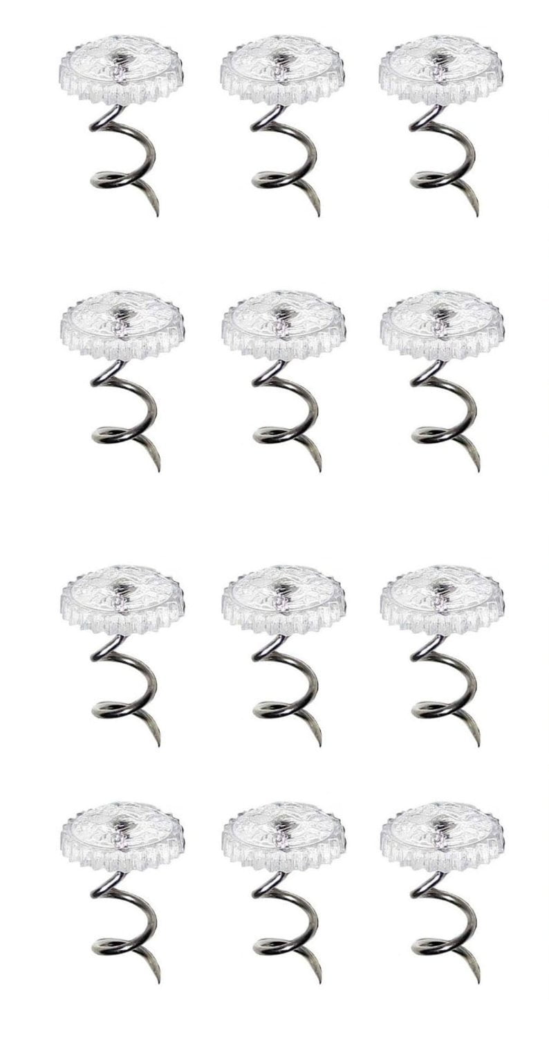 12 Bedskirt Pins with Clear Heads - Twisty Fabric Pin to Hold Bed Skirts in  Place - For Upholstery, Slip Covers and Other Materials - By Bed N' Basics