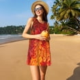 thumbnail image 3 of Fotbe Autumn Leaf Vestido de Verano sin Mangas para Mujer – Vestido Midi Línea A, Estilo Camiseta Floral, Vestido Playero Casual y Fluido, 3 of 7