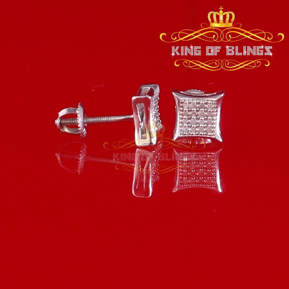 King of Bling's 0.10ct Diamond 925 Sterling Silver For Women's & Men's White Kite Stud Earrings