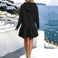 thumbnail image 5 of Sweatshirt Dress for Women Casual Pullover Long Sleeve Drawstring Hoodies Dress Crewneck Ruffled Fall Sport Mini Dresses, 5 of 6