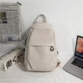 thumbnail image 1 of Mochila para estudiantes de secundaria de color sólido de moda para hombres y mujeres, bolso de mensajero informal de gran capacidad, bolso de pecho, 1 of 5