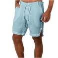 thumbnail image 2 of Puntoco Pantalones Cortos Casuales Para Hombre, Pantalones Deportivos Con Cordón Y Cremallera De Color Sólido Con Bolsillos Azul Claro M,Pantalones Cortos Hombre, 2 of 6
