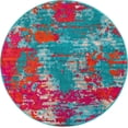 thumbnail image 2 of Rugs.com Azalea Collection Rug – 5 Ft Round Turquoise Medium Rug Perfect For Kitchens, Dining Rooms, 2 of 8