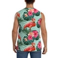 thumbnail image 4 of Fotbe Palm Leaves Flamingo Men's Camiseta sin Mangas Estampada para Hombres, Playera Casual para Gimnasio, Entrenamiento, Playa-3X-Large, 4 of 7