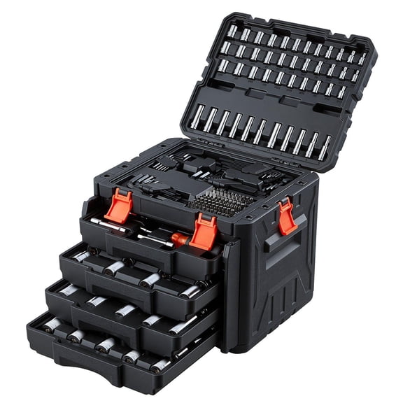 256-Piece Mechanics Tool Set with SAE and Metric Sockets Wrenches Bits 1/4 3/8 1/2 Drive for Automotive Repair in Storage Case