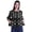 Black4, variant on Round Neck Women Bell Sleeve Shirt Printed Cotton Crop Tops Casual Top