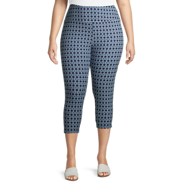 Terra & Sky Terra & Sky Women's Plus Size Soft Printed Capri Leggings