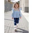 thumbnail image 5 of BemeyourBBs Boho Kids Toddler Baby Girl Spring Fall Summer Denim Outfits Infant Baby Clothes Bohemian Long Sleeve Floral Shirt Tops Tassle Jeans Pants Set, 5 of 9
