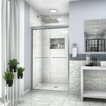 Shower Door 48"W x 76"H Semi-Frameless Bypass Sliding Shower Enclosure,5/16"(8mm),Brushed Nickel