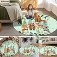 thumbnail image 6 of 3.3ft Washable Round Rug, Children's Day Non-Slip Circle Area Rug for Entryway Bedroom, Cartoon Animal Elephant Zebras Fox Giraffe Leaf Tree Green Indoor Accent Floor Mat for Home Decor, 6 of 9