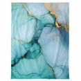 thumbnail image 7 of Marble Texture Flannel Blanket for Bed,Travel and Camping, Blue Green Gold Abstract Wave Modern Style Super Soft Cozy Blanket for All Seasons 32"x48", 7 of 7