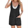 thumbnail image 1 of Vestido Vaquero Informal Sin Mangas para Mujer, Cuello Redondo, Estilo Vintage, Holgado, con Bolsillos, Negro, Gris, Talla XL, 1 of 6