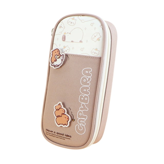 PRETXORVE Pencil Ins Style Large Capacity High Value Cute Pencil Pencil Student Canvas Fork-border Stationery