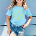 thumbnail image 2 of NINGMENG Hauts et T-Shirts pour Filles, Imprimé Baseball d'Été, Col Rond, Manches Courtes, Chandail Décontracté, Bleu, 5-6 Ans, 2 of 4