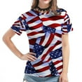 thumbnail image 3 of Lilgiuy Women Graphic T-shirt Independence Day Printed Tops Round Neck Short Sleeve Pullover Blouse, 3 of 4