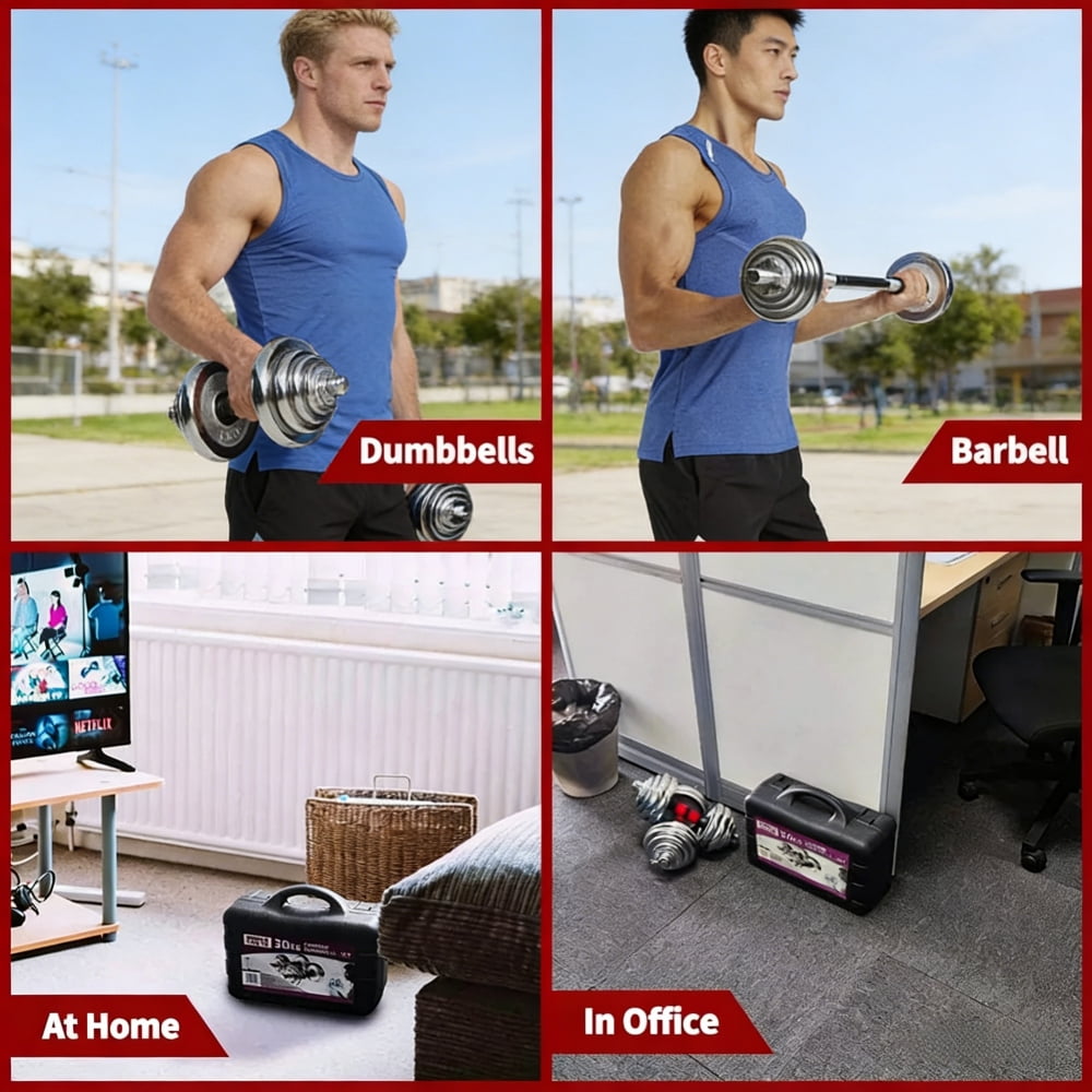 Riwcyla 44LB Adjustable Dumbbell Barbell 3-in-1 Weight Set with Connecting Rod for Home Gym