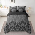 thumbnail image 2 of Manfei Retro bohemian Flowers 7-Piece Twin Bedding Sets,Rustic Victorian Floral Bedding Comforter Set,Gray Black Damask Sheet Sets For Girls Boys,Super Cozy Room Decor Reversible, 2 of 8