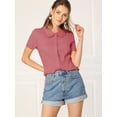 thumbnail image 3 of Camisa de Manga Corta Allegra K con Botones y cuello Peter Pan Rosa Sandía M, 3 of 6
